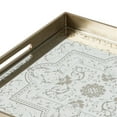 thumbnail image 3 of Miki 20 Inch Square Decorative Tray, Artisan Mirrored Floral Pattern, Gold, 3 of 5