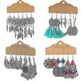 thumbnail image 2 of Pendientes colgantes de aleación étnica vintage para mujer, estilo bohemio, geométricos, en forma de abanico, H, 20908-27, 2 of 5
