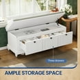 thumbnail image 6 of Aukfa Upholstered Storage Bench with 3 Drawers, Flip-Open Storage Box for Entryway, Hallway, Mudroom, White, 6 of 8