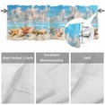 thumbnail image 3 of Kitchen Valances for Window, Beach Conch Shells Summer Ocean Nautical Light Filtering Rod Pocket Valance Curtain, Blue Sky White Clouds Short Curtains Window Topper for Bedroom Living Room 42x12in, 3 of 9