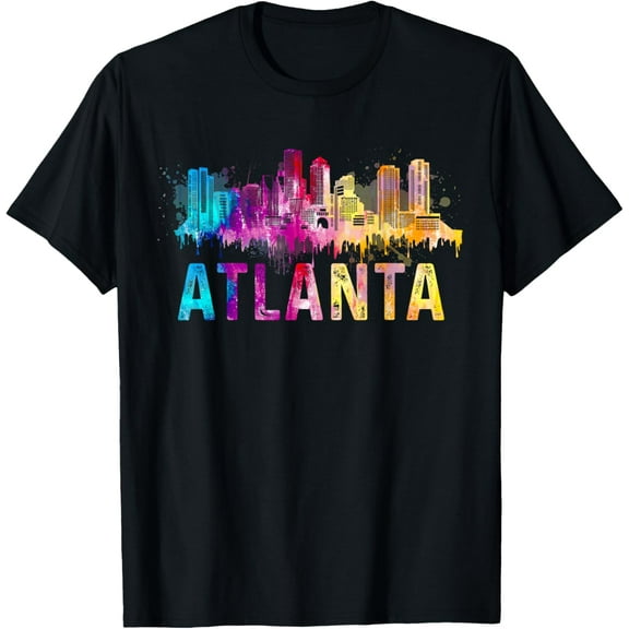 Atlanta Georgia Retro Watercolor Skyline Gifts T-Shirt