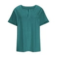 thumbnail image 4 of Delliss Women's plus V-neck short sleeved solid color T-shirt casual top Loose Summer Tops, 4 of 6