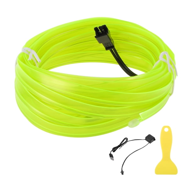 Cuerda de luz LED EL de 4m Unique Bargains, tira de luz brillante para iluminación interior de automóviles, luz de neón flexible para decoración de automóviles USB (5v) verde fluorescente