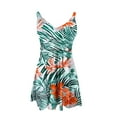 thumbnail image 4 of Women's Twist Front Swim Dress Swimsuits Tummy Control A Line Flare Swimdress with Bottom 2 Piece High Waist Bathing Suit Green, 2XL, 4 of 5