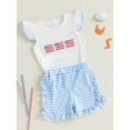 thumbnail image 5 of BemeyourBBs Toddler Baby Boy Girl 4th of July Outfit Patriot Fourth of July Summer Independence Day Clothes American Flag Embroidery Short Sleeve T-Shirts with Shorts 2 Pcs Set, 5 of 8