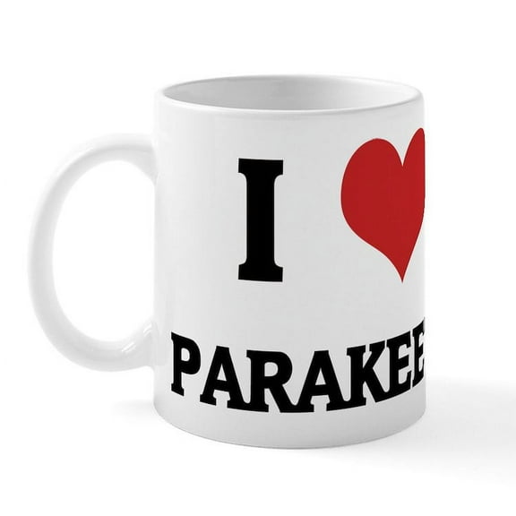 CafePress - I Love Parakeets Mug - 11 oz Ceramic Mug - Novelty Coffee Tea Cup