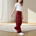 thumbnail image 2 of Children's Solid Color Stretch-Belt Work Pants with Pockets, Medium Size Casual Baggy Pants, Adult Version, 2 of 9