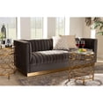 thumbnail image 2 of Bowery Hill 17.3" Mid-Century Velvet Upholstered Sofa in Gray/Gold, 2 of 9