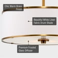 thumbnail image 2 of Kira Home Chloe 15" Gold Semi-Flush Mount Ceiling Light, White Fabric Drum Shade, Hanging, Glass Diffuser, Warm Brass, 2 of 7