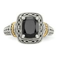 thumbnail image 5 of 14K Two-Tone Gold Ring Band Gemstone Yellow Onyx Cushion Black, 5 of 6