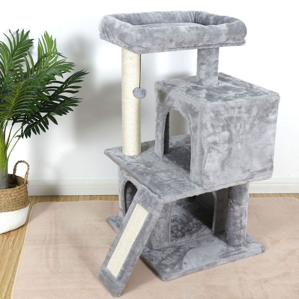 SONGMY 55" Cat Tree Condo Tower, Beige Cat Activity Center for Small Medium Cats