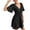 Black, variant on JikouIivo Women's V-Neck Linen Casual Short Sleeve Dresses Empire Waist Loose Dress Mid Waist Dress