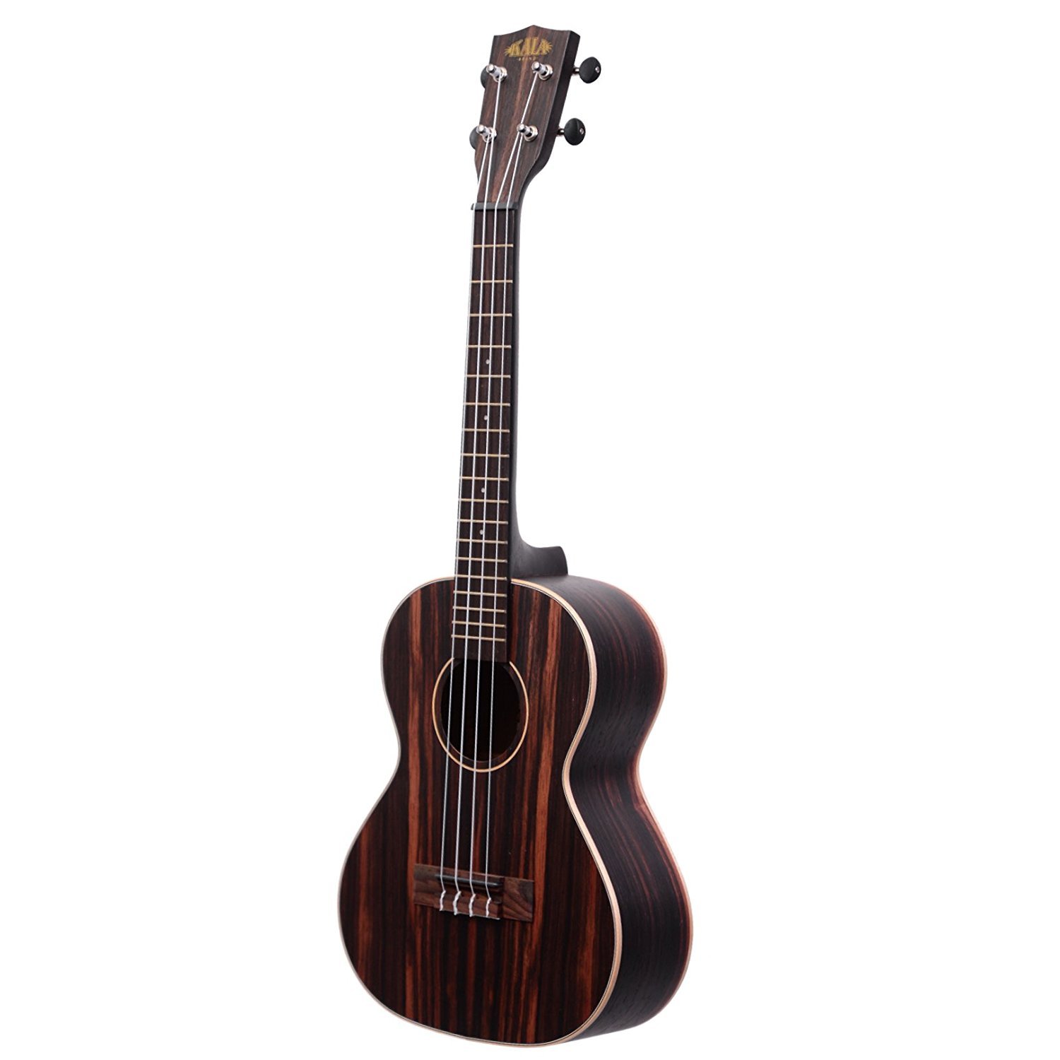 Kala KA-EBY-T Striped Ebony Tenor Ukulele Bundle with Gig Bag, Tuner, Austin Bazaar Instructional DVD, and Polishing Cloth