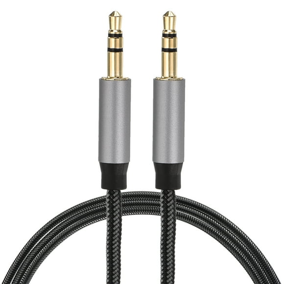 Uxcell Câble aux 3.5mm Câble Audio Tressé en Nylon pour Écouteurs Haut-Parleurs Stéréo de Voiture Gris 2 3.3 Pieds