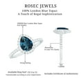 thumbnail image 3 of Rosec Jewels London Blue Topaz Teardrop Ring for Women with Moissanite (AAA Grade), 14K Rose Gold, US 8.00, 3 of 4