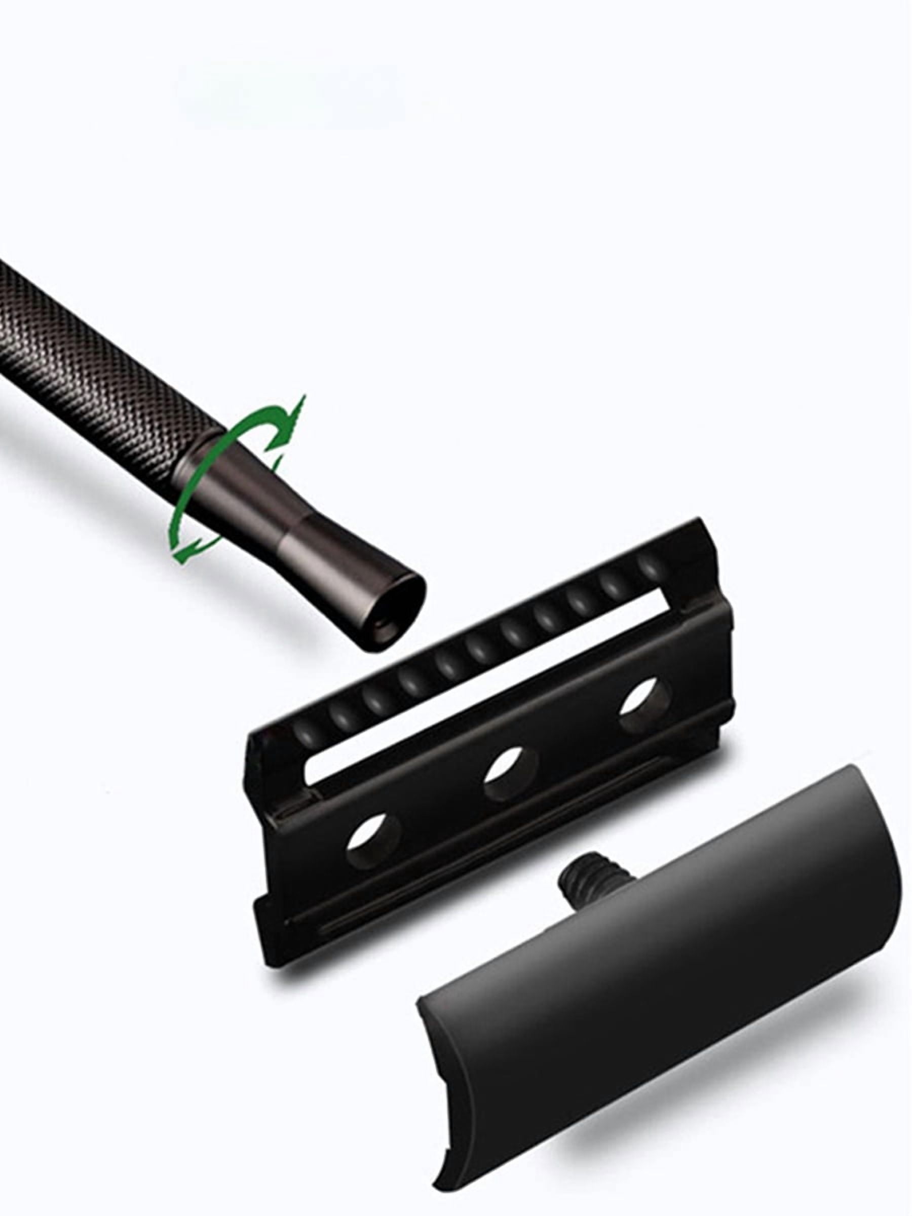 Waysh Classic Double Edge Safety Razor Kit for a Close Shave, Matte Black
