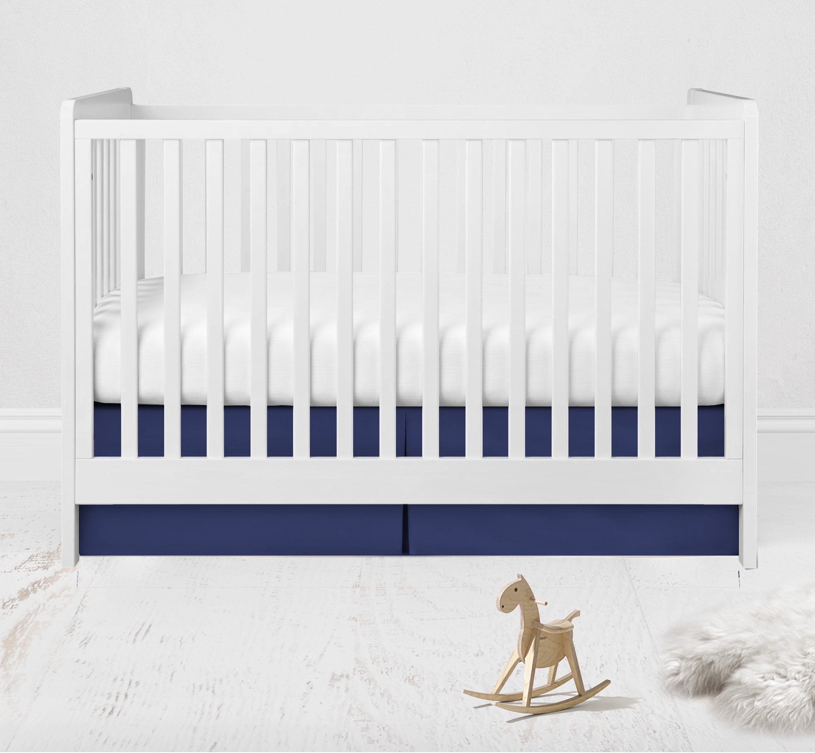 Bacati - Tribal Grid Navy Tailored with 100% Cotton Percale 13 inch drop Crib/Toddler Bed Skirt