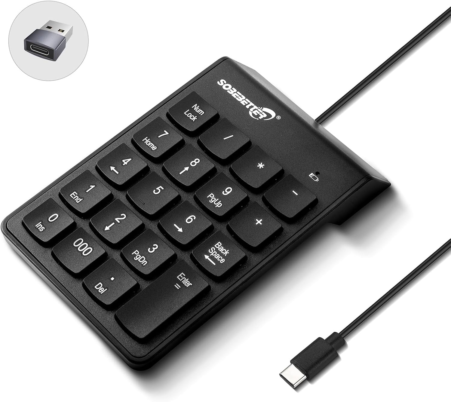 Type C Number Pad, USB Numeric Keypad 19 Keys Plug & Play Financial ...