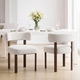 thumbnail image 3 of EOP Farmhouse Dining Chairs Set of 2, Upholstered Fabric Kitchen Chairs with Curved Backrest Wood Chairs for Kitchen Living Room Restaurant Seating Dining Room, Beige, 3 of 11