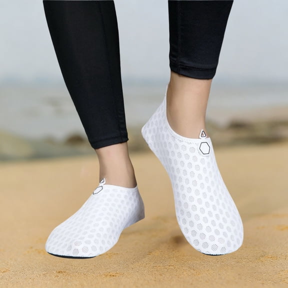 lnmuld Men Women Water Shoes Non Aqua Socks Solid Color for Beach Pool Surf Yoga Snorkeling Color:White,Size:6