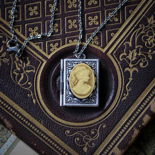 Collar con candado para libros con forma de gato, joyería con forma de libro, collar con forma de libro, regalo para amantes, collar estilo cuervo, collar casual y versátil