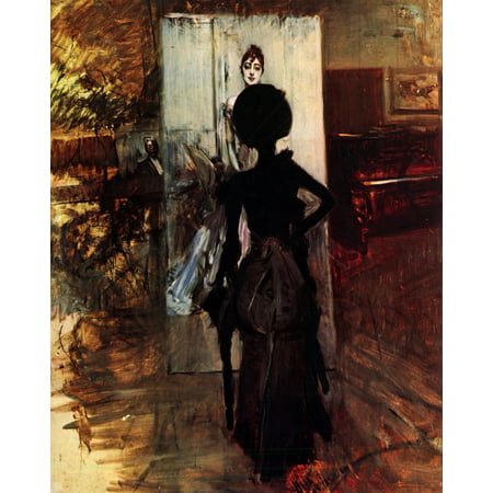 Framed Art for Your Wall Boldini, Giovanni - Woman in studio of the painter, in front of the painting 