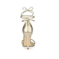 thumbnail image 2 of BLISSFUL STEP Lace Up Open Toe Stiletto Heeled Sandals for Women Gold 7, 2 of 7