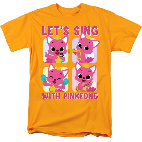 Pinkfong Lets Sing Unisex Adult T Shirt, Gold, Medium