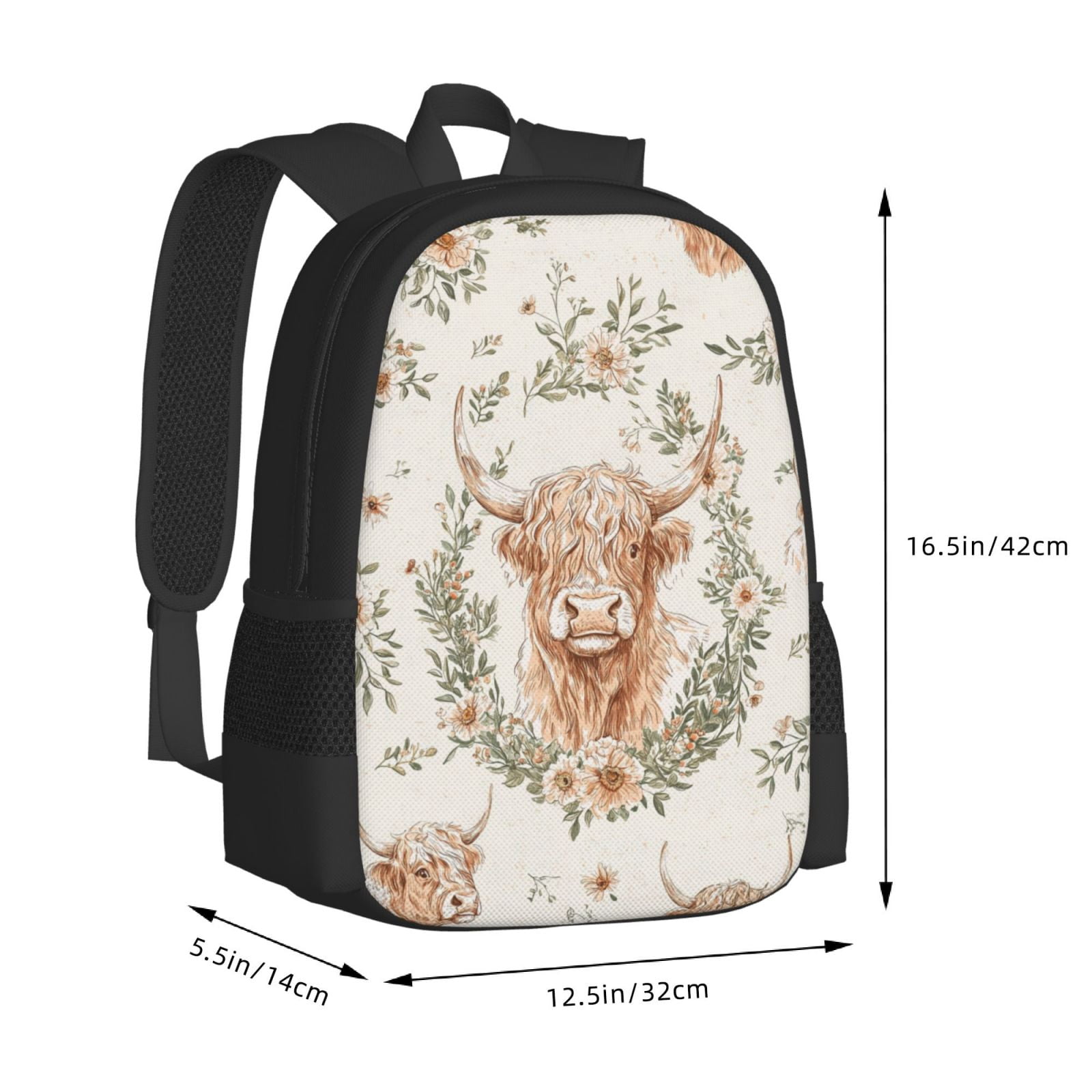 Highland Cow Backpack Lightweight Casual Backpacks Fashion Printed Daypack 16.5"