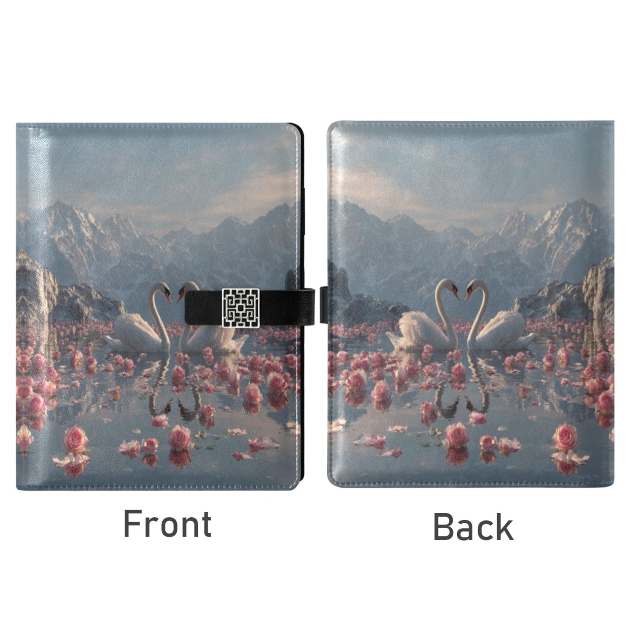Leather Planner Leather Notebook Notebook Journal Binder Design Pen Pocket Design Convenient for Storage Two Loving Swans