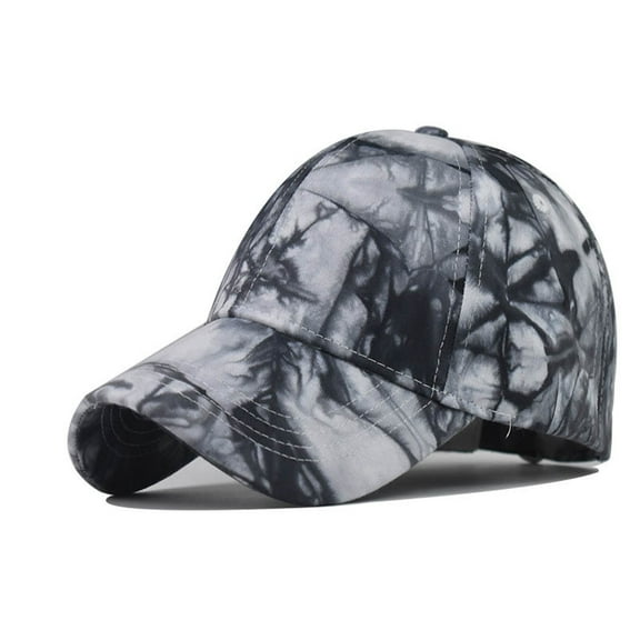 IDALL Baseball Cap Trucker Hat Women Casual Tie Dye Printed Colorful Baseball Cap Peaked Cap Visors Gorras Para Hombres Originales Hats for Men Black One Size