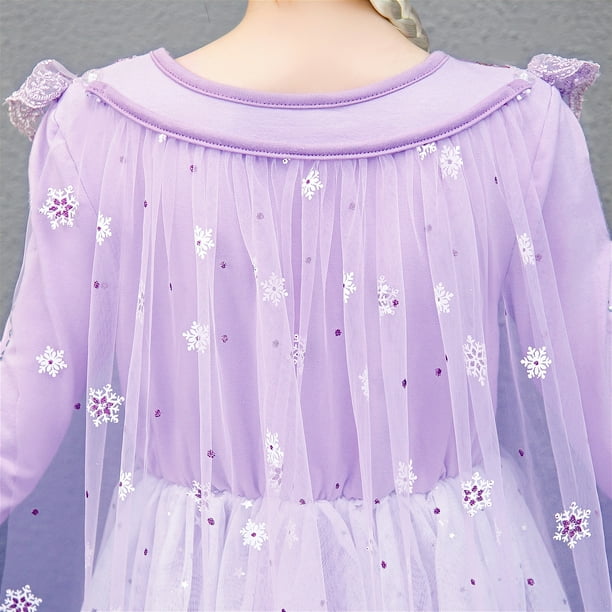 HAWEE Elsa Dress for Girls - Frozen Snow Princess Winter Costume with  Snowflake Cape Velvet Faux Fur Collar Long sleeves Birthday Party Outfits