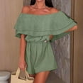 thumbnail image 2 of Women Boho Summer Romper Casual Floral Print Off Shoulder Strapless Shorts Jumpsuits, 2 of 7