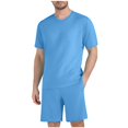 thumbnail image 3 of Plus Size Big & Tall, Men's 2 Piece Set Quick Dry Casual Cotton Shorts & T-Shirt, Athletic Running Gym Workout Fitness Beach Sets | TOPLIU,Sky Blue 2XL, 3 of 7