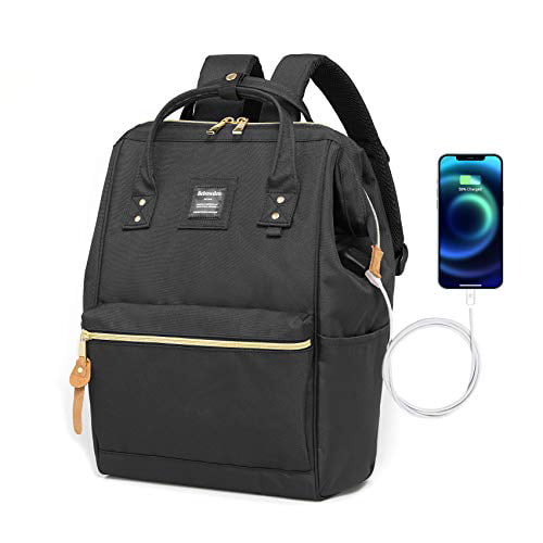 Bebowden Laptop Backpack for Women Men School Business Travel Work Bag With  USB Charging Port Fits 14 Inch Laptop Black