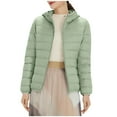 thumbnail image 1 of FAIWAD Long Puffer Lightweight Coat for Womens Button Round Neck Long Sleeve Down Outwearwith Pockets, 1 of 7