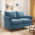 thumbnail image 3 of ABAKAN Modern Small Loveseat Sofa,Linen Fabric 2-Seat Sofa Couch with Solid Wood Frame,Square Armrest &Tapered Metal Legs,Removable Upholstered Sofa for Small Space (Navy Blue), 3 of 8
