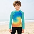 thumbnail image 2 of lnmuld Unisex Kids Raglan Long Sleeve Sun Protection Top Tie Dye Gradient UV Rash Guard Swim Shirt for Boys Girls Mint Green,7-8 Years, 2 of 5