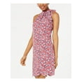 thumbnail image 3 of MAISON JULES Womens Pink Floral Above The Knee Pleated Cocktail Dress Size: M, 3 of 4