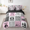 thumbnail image 2 of Pink Camper Queen Bedding Set With Sheets 7 Piece Camping Comforter Set Rv Camper Accessories For Travel Trailers Bed In A Bag,Black Grey Buffalo Plaid Pine Tree Arrow Bed Set, 2 of 5