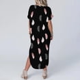 thumbnail image 4 of Summer Plus Size Dresses for Womens 2025 Fashion Sexy Printing Pocket Short Sleeve V-Neck Dress Clearance Under 5$!, 4 of 6