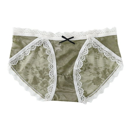 

ZMHEGW Briefs For Women Lace Hollowed Out Mesh Panties Mid Waist Cotton Bottom Crotch Girl Underwear Women s Seamless