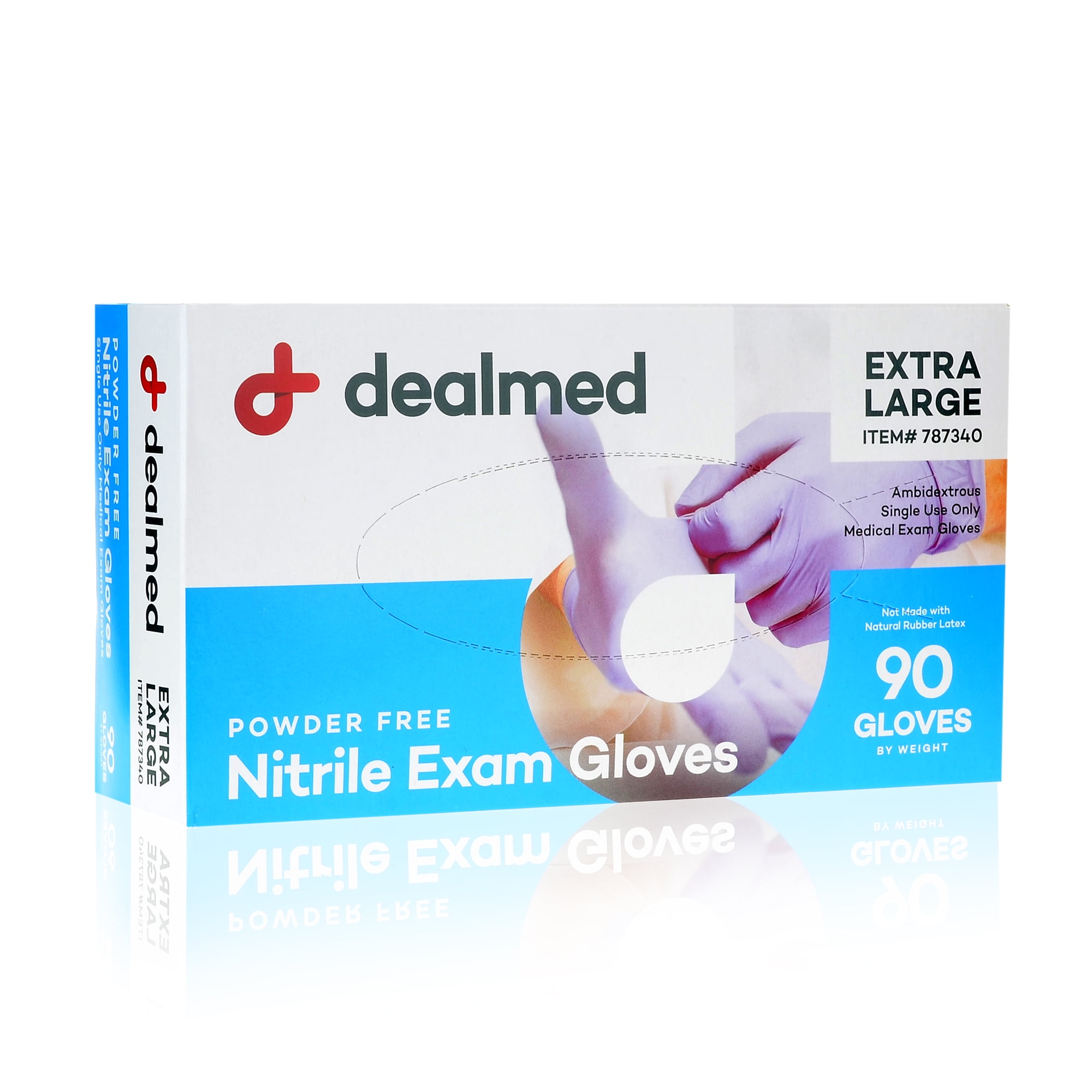 Dealmed Nitrile Exam Gloves – 90 Count Disposable, Non-Irritating, Latex Free Gloves, Multi-Purpose for First Aid and Medical Facilities (X-Large, Case of 10)