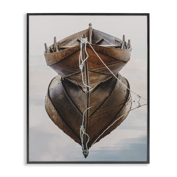 Stupell Industries Crisp Rowboat Reflection Transportation Photography Black Framed Art Print Wall Art, 11 x 14