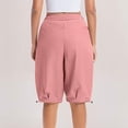 thumbnail image 6 of Yievot Bermuda Shorts for Women 9 Inch Inseam Drawstring Elastic Waist Cuffed Hem Loose Fit Casual Summer Lounge Shorts, 6 of 6