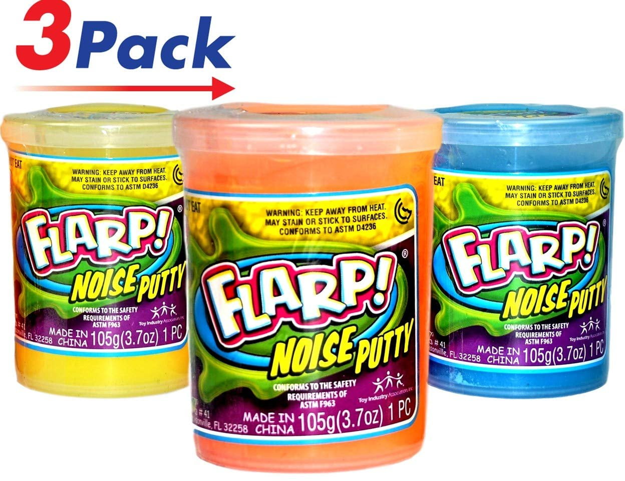 JARU Flarp Noise Putty (Pack of 3) Putty Squish it to Make Gas Sounds