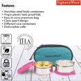 thumbnail image 3 of Midday Maxx Fresh Stainless Steel Lunch Box Set - Pink | 2 Containers, 350ml Each - Spill Proof Containers | Airtight, Freezer Safe, Microwave Safe, Dishwasher Safe, 3 of 5