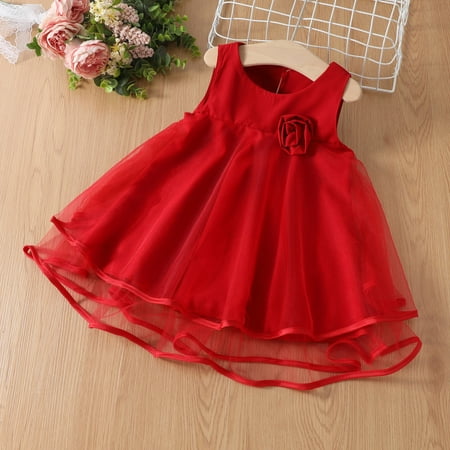 

Hunpta Toddler Infant Kids Girls Summer Princess Dresses Vacation Beach Sleeveless Ruffles Flower Tulle Dress 1-5Y