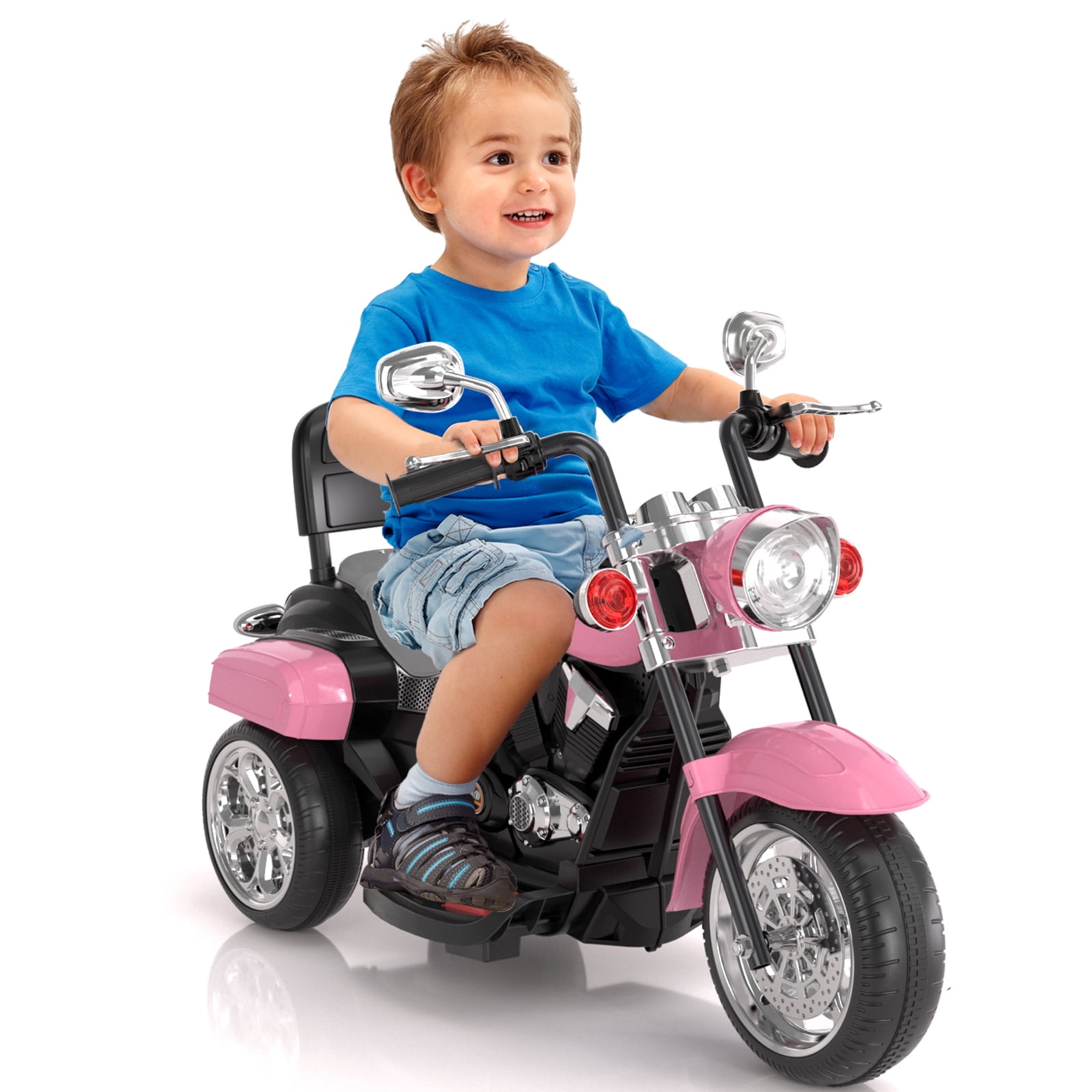 KORIMEFA 3 Wheel Kids Ride On Motorcycle 6V Battery Powered Electric Toy Pink