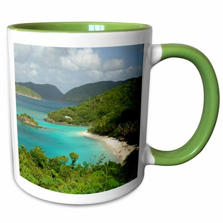 3dRose USVI, St. John, Trunk Bay, Virgin Islands NP-CA37 CMI0147 - Cindy Miller Hopkins - Two Tone Green Mug,